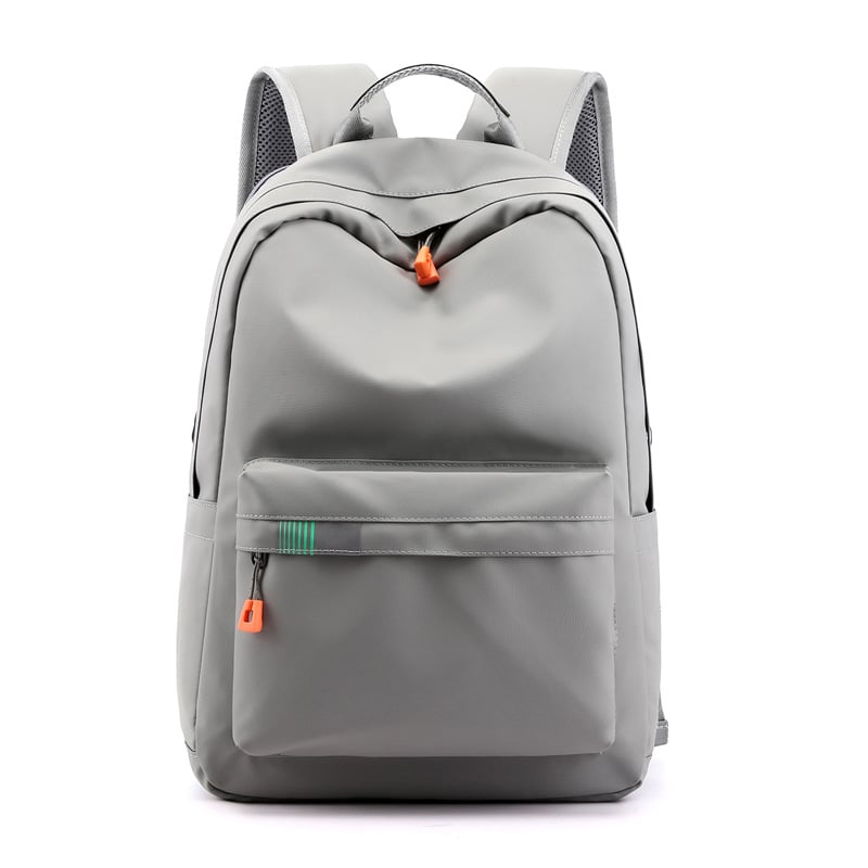 Fashion travel backpack in grey with stylish design, perfect for leisure and business, featuring a spacious front pocket.
