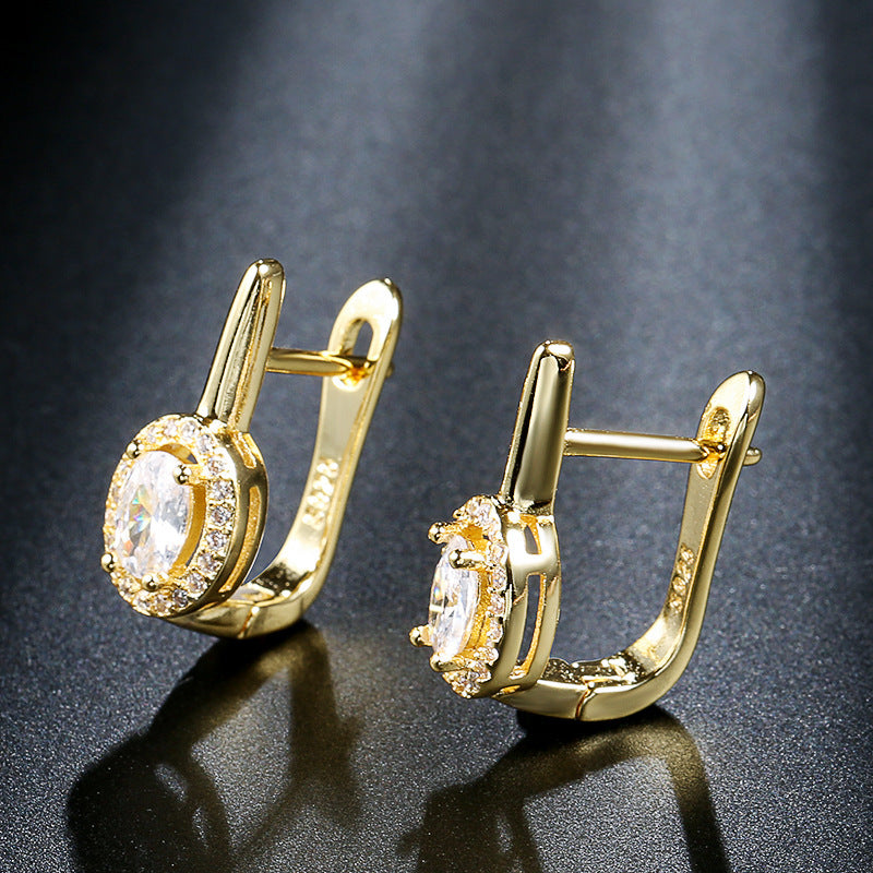 Zirconia Circle Stud Earrings - Elegant and Versatile