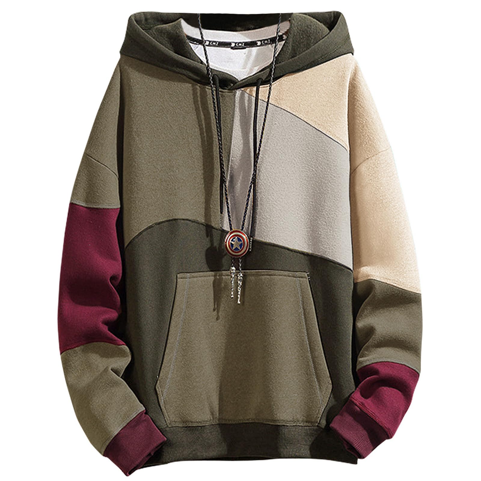 Green grey fashion pullover hoodies for men and women with kangaroo pocket and soft breathable fabric.