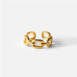 Twisted 18k gold stainless steel ring showcasing elegant design and luxurious finish.