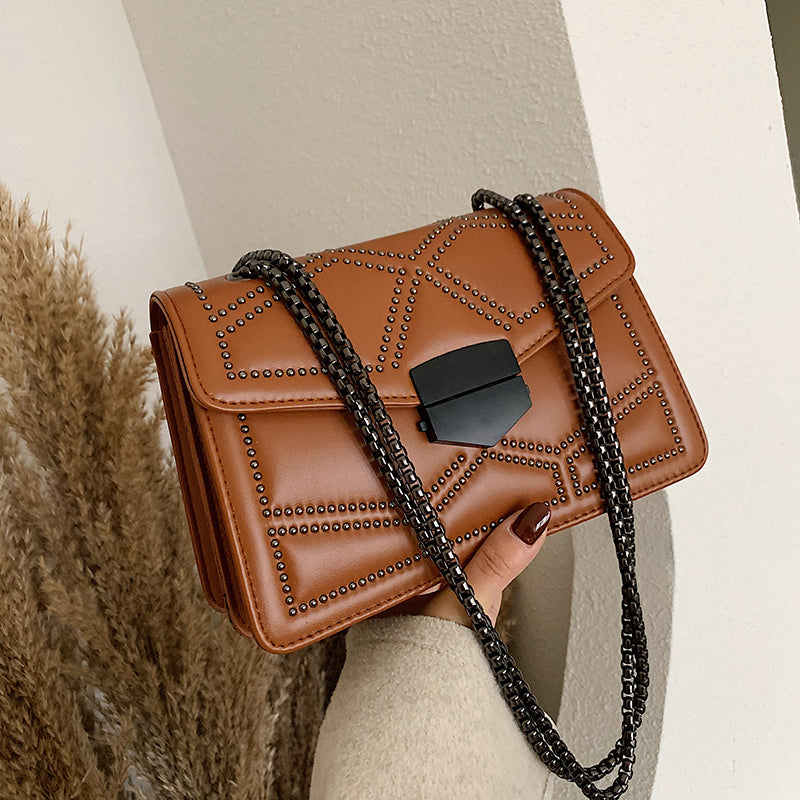 Black Chain Shoulder Messenger Square Bag for Women