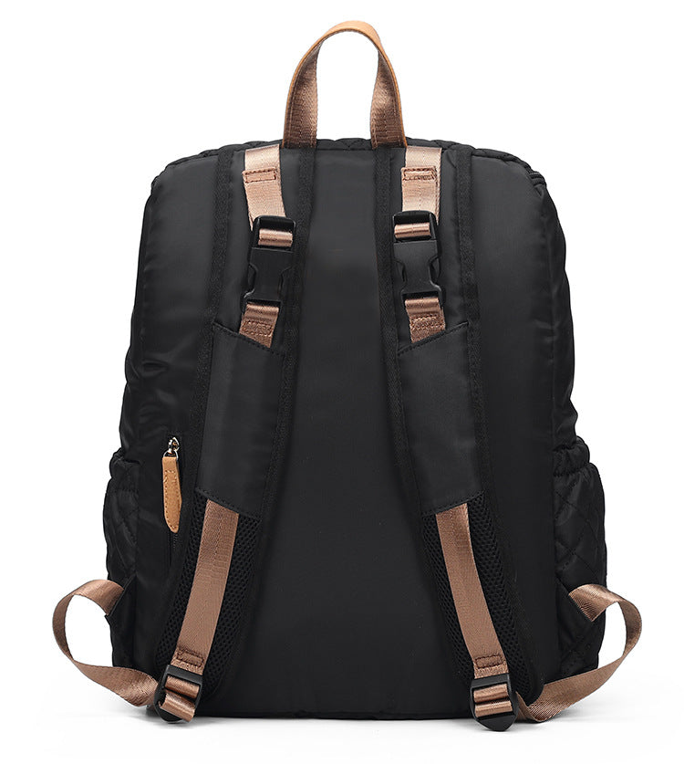 Nylon Multi-Functional Mommy Backpack with Large Capacity featuring a sleek black design and spacious compartments.