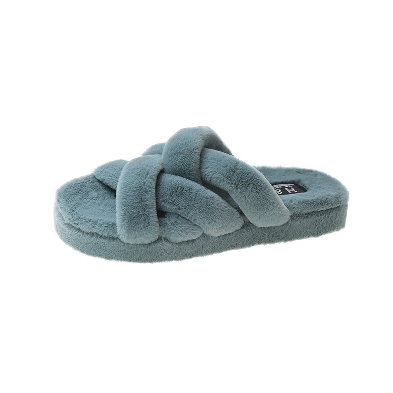 Thick Bottom Non-Slip Plush Muffin Slippers for Women