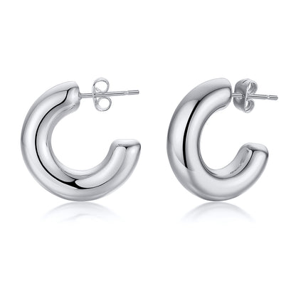 Stainless Steel Hollow Hoop Earrings for Women