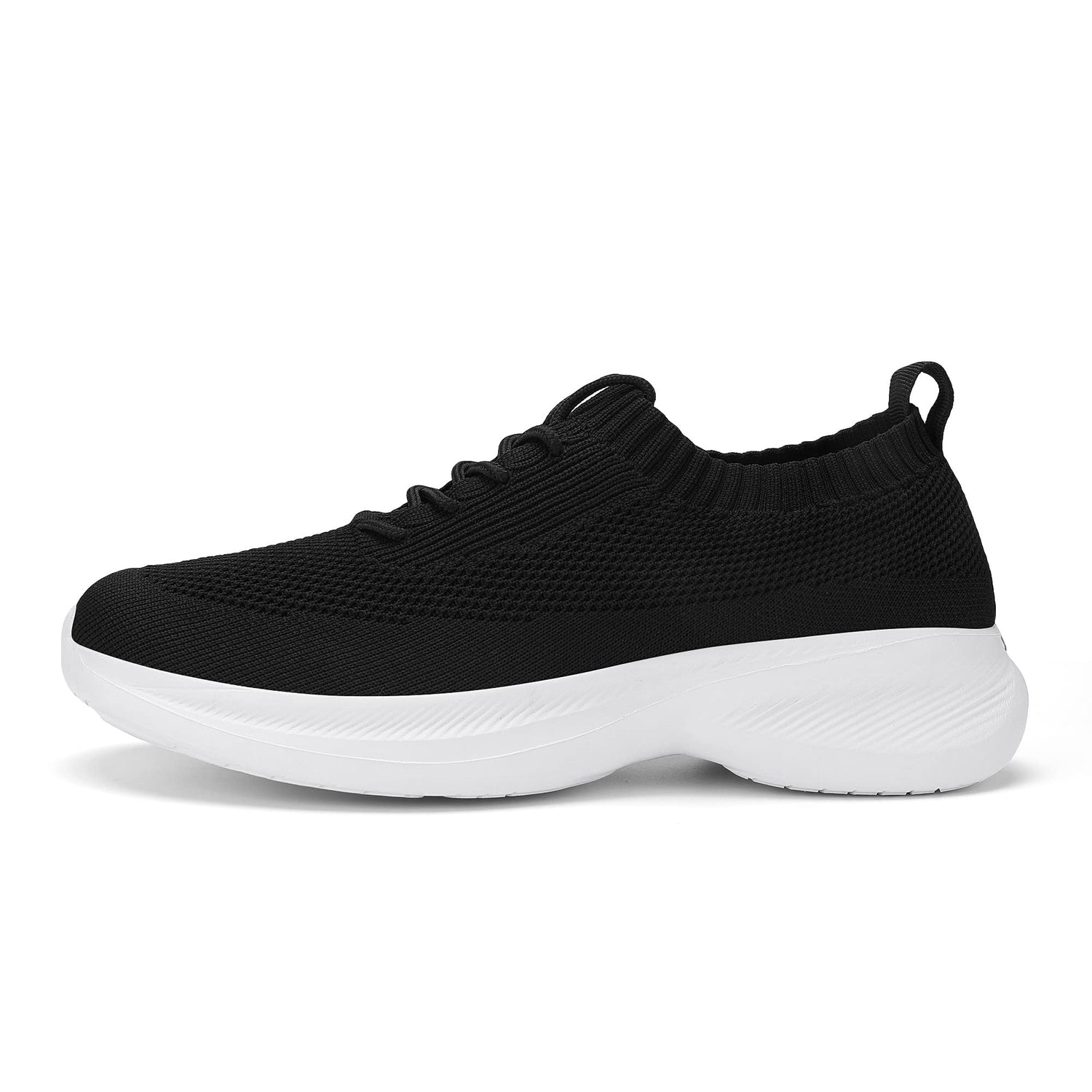 Casbeam Mens slip on walking shoes lightweight breathable non slip running shoes in black size 8.5.