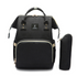 Large capacity mommy backpack with USB in black, featuring trendy design and durable oxford cloth.