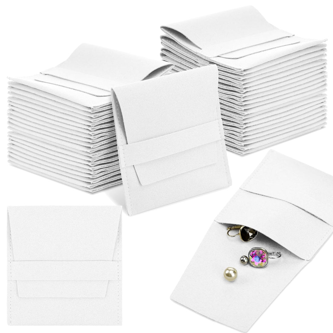 40-Pack Luxury Microfiber Jewelry Pouches 8x8 cm