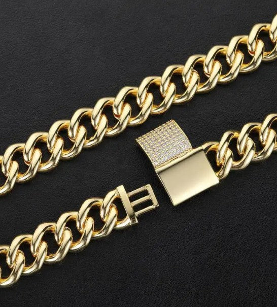 full zircon double row bracelet featuring gold chain link design with a secure locking clasp