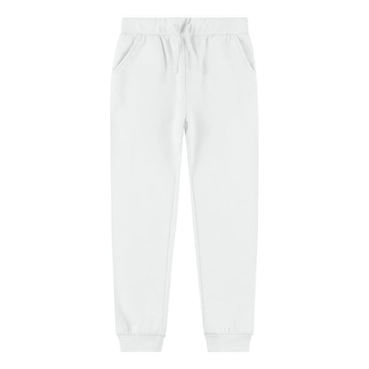 Kid Nation boys fleece sweatpants with pockets in white, soft fleece jogger for kids with drawstring and comfortable fit.