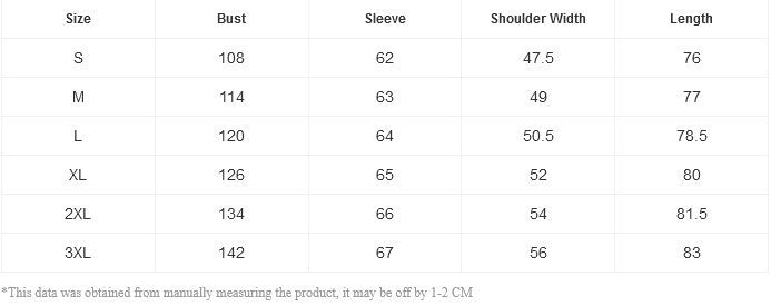 Size chart for men&