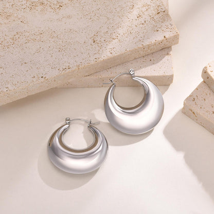 Stainless Steel Hollow Hoop Earrings for Women