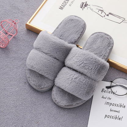 Open-Toed Furry Home Slippers for Cozy Wear