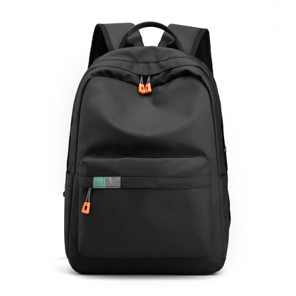 Black fashion travel backpack featuring sleek design, perfect for leisure and business with compact dimensions.