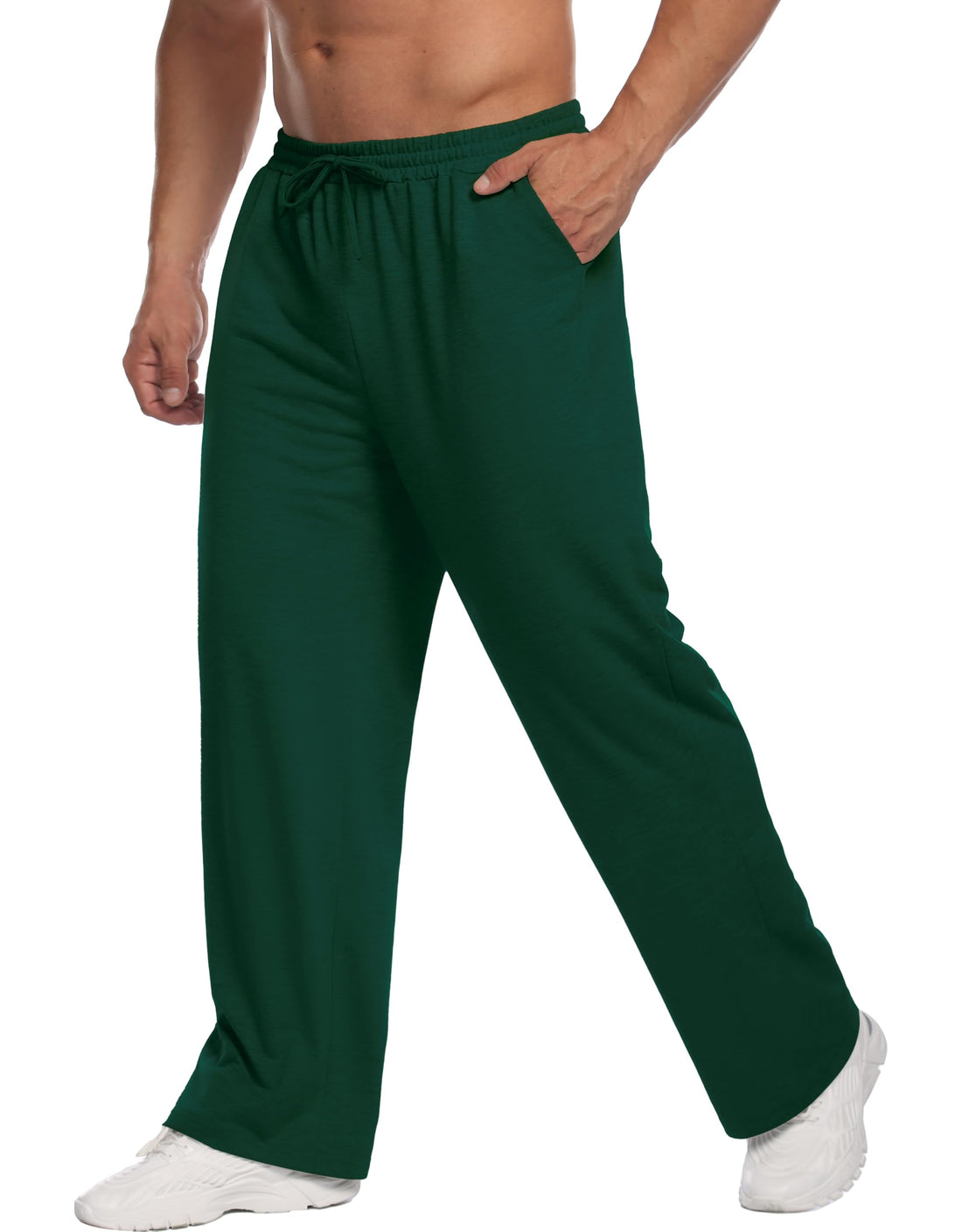 Deyeek Mens Jogger Sweatpants with Pockets Open Bottom Sweatpants for Men Baggy Sweat Pants for Mens Sweatpants Men Light Green