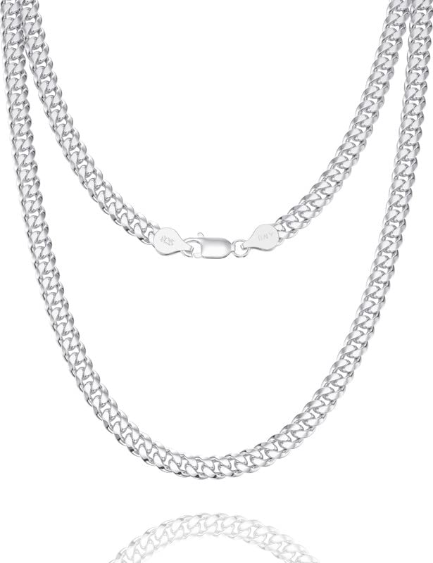 925 sterling silver cuban link chain necklace 5mm silver chain for men and women with 24-inch length