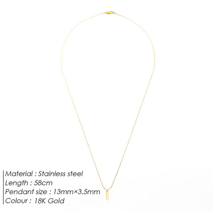 Stainless steel clavicle chain necklace in 18K gold with a minimalist pendant design, perfect for layering.