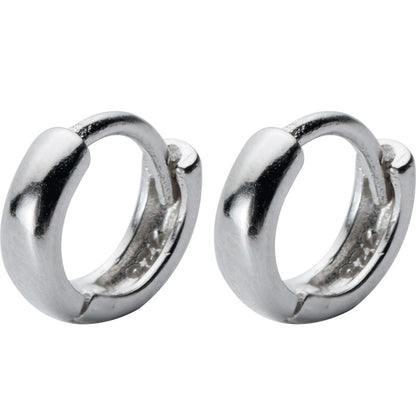 S925 silver round hoop earrings, circular ear clips with a polished finish, elegant style, inner length 14.6mm.