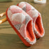 Plush bottom slippers for winter in pink color, featuring thick soft design and non-slip sole, perfect for cozy indoor wear.