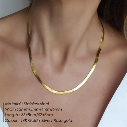 European And American Ins Style Stainless Steel Flat Blade Snake Chain
