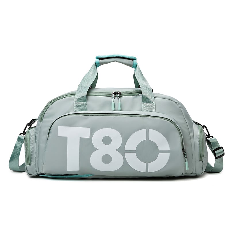 Outdoor multi-functional sports bag with wet dry separation in green, perfect for gym and adventure trips.