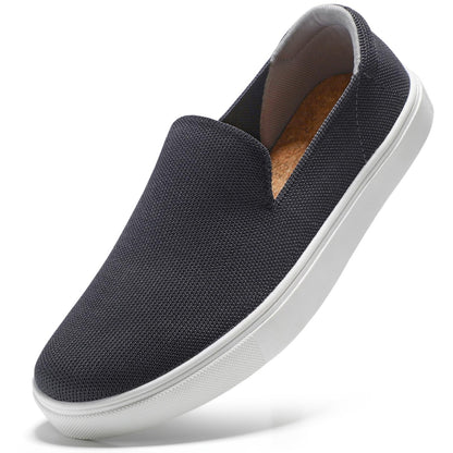 Comfortable slip on shoes for women in dark grey, lightweight knit design, perfect for walking and casual wear.