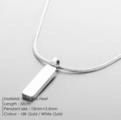 Stainless steel clavicle chain necklace featuring a sleek pendant in 18K gold and white gold finish, perfect for stylish looks.