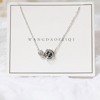 S925 silver cosmic starry sky bracelet women showcasing planet design and sparkling accents.