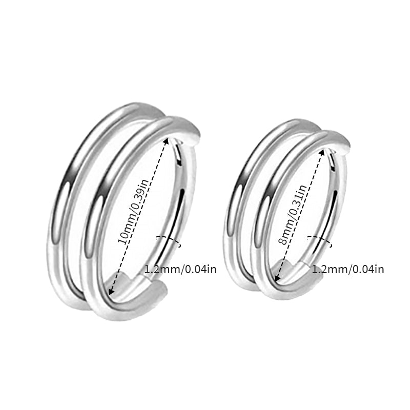 316L stainless steel nose ring double design with size measurements for comfort and style