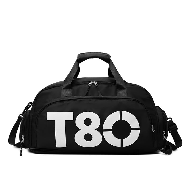 Outdoor multi-functional sports bag with wet dry separation in black color, ideal for gym and adventure.