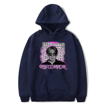 GABIFEIWH hoodie casual streetwear in navy blue featuring Kit Connor graphic print.