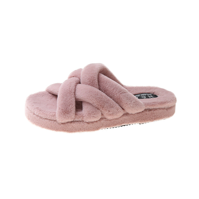Thick Bottom Non-Slip Plush Muffin Slippers for Women