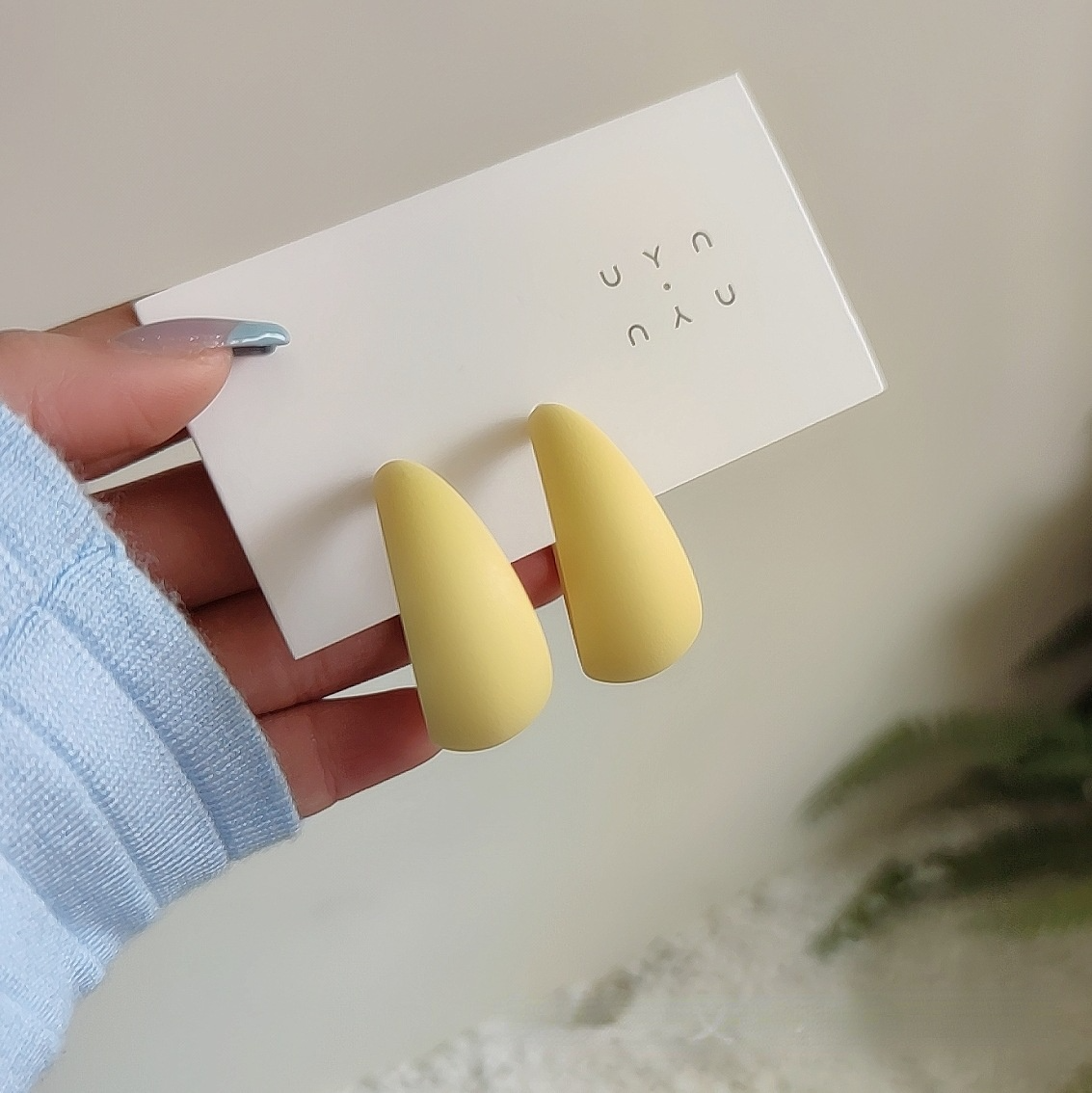 Candy color earrings for women in vibrant yellow, perfect accessory for any occasion.