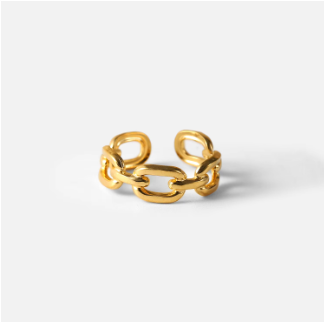 Twisted 18k gold stainless steel ring showcasing elegant design and luxurious finish.