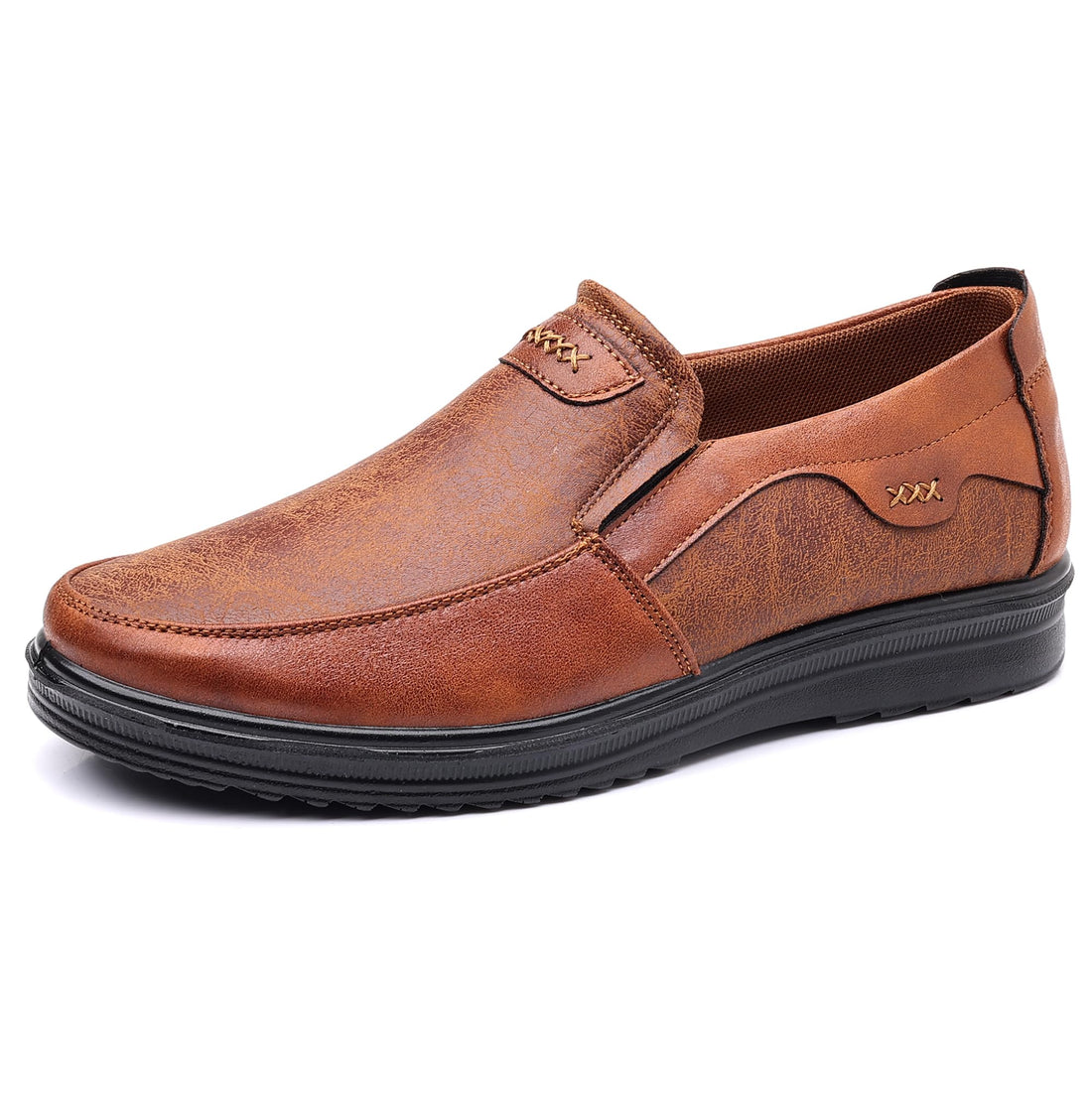 COSIDRAM mens casual loafers comfort shoes in brown color size 11 with breathable fabric and non-slip sole.