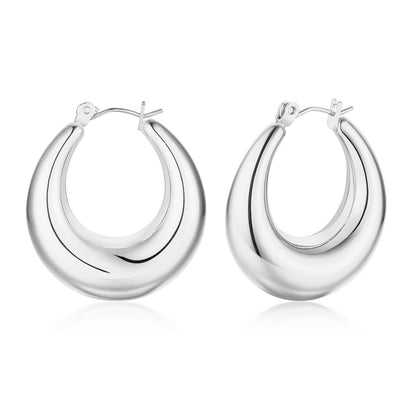 Stainless Steel Hollow Hoop Earrings for Women