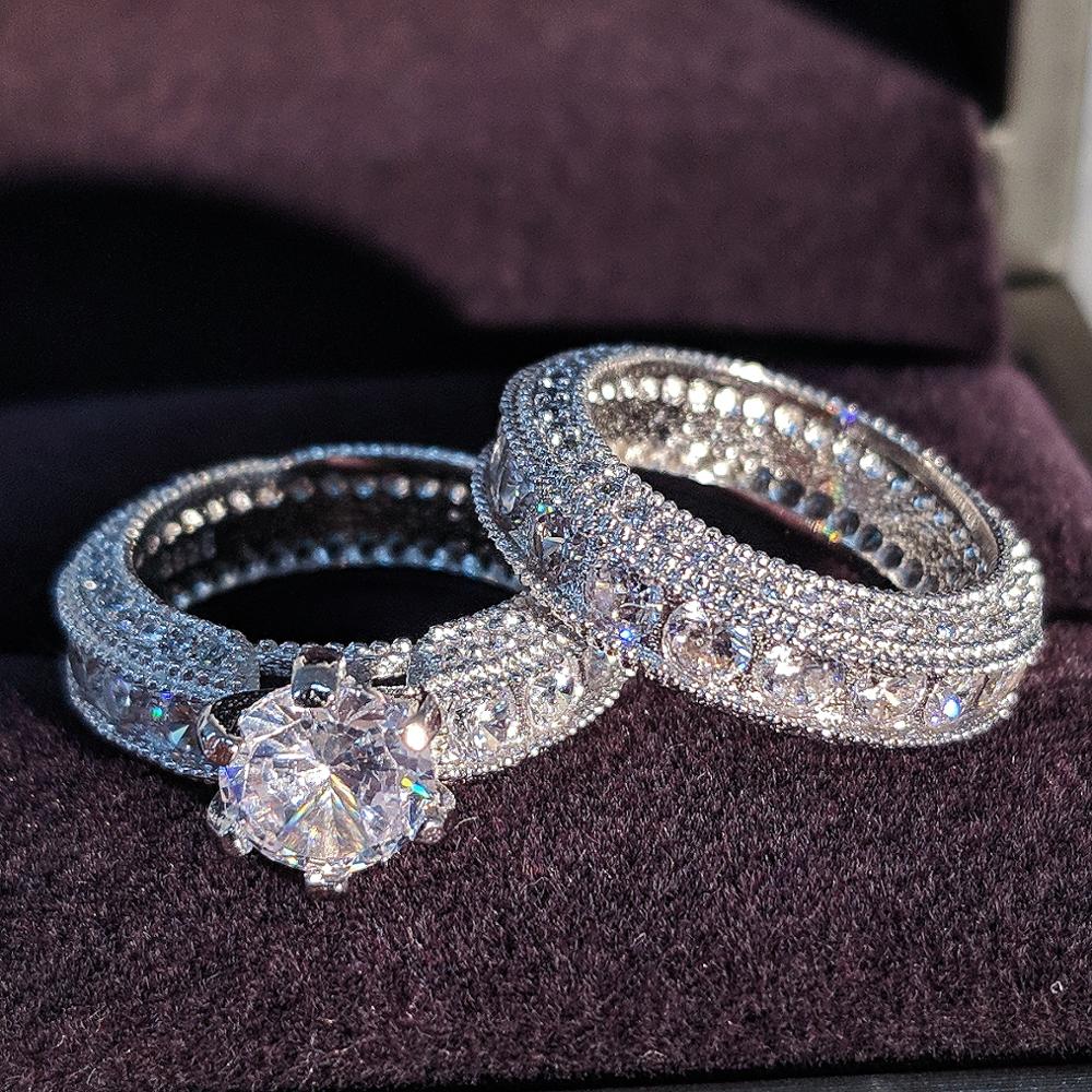 Zircon ring set with diamonds featuring 925 sterling silver, size 6, showcasing luxury and elegance in a bold design.