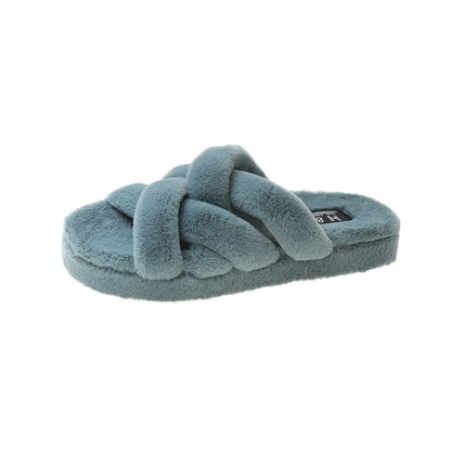 Thick Bottom Non-Slip Plush Muffin Slippers for Women