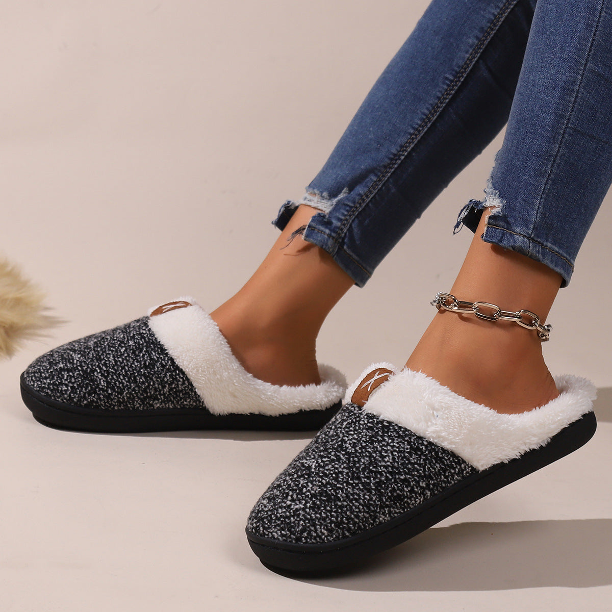 “Winter Plush Slippers – Thick Bottom, Warm Indoor Shoes for Men &amp; Women”