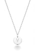 Miabella 925 sterling silver initial pendant necklace for women with polished round pendant and adjustable cable chain.
