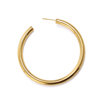 Minimalist brass hoop earrings showcasing a sleek and elegant design, perfect for adding style to any outfit.