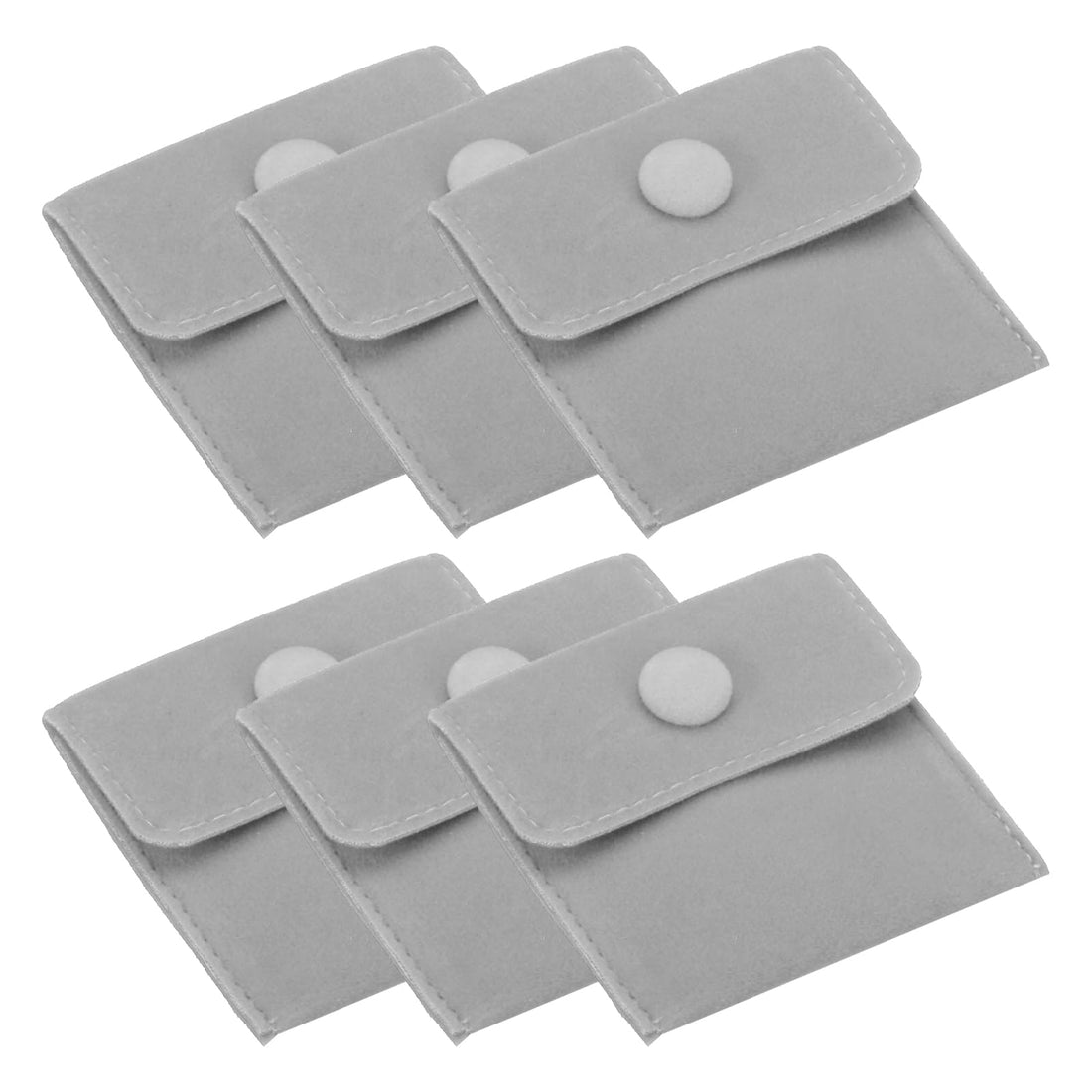 PATIKIL 7x7cm Jewelry Pouches with Snap Button 6 Pack Velvet Jewelry Pouches Portable Soft Storage for Necklace Bracelet Earring Watch Rings Brooch Light Grey