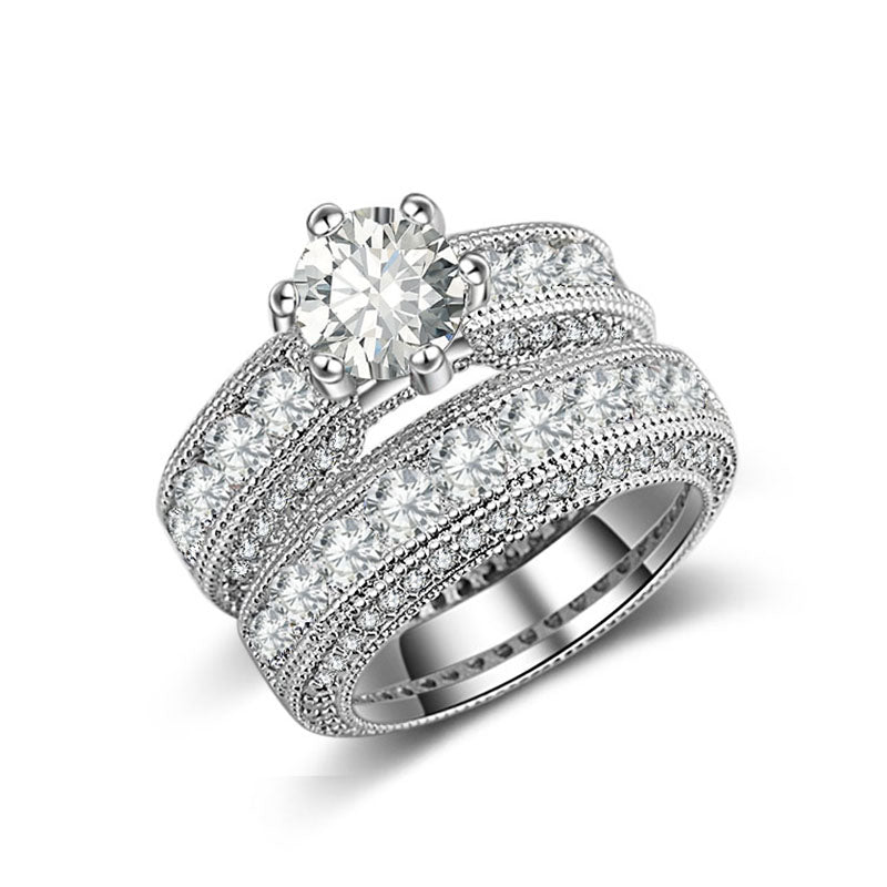 Zircon Ring Set with Diamonds, crafted from 925 sterling silver with a dazzling design and brilliant diamonds.