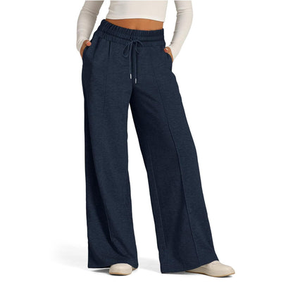 Wide Leg Sweatpants Women Baggy High Waisted Lightweight Joggers with Pockets Cozy Drawstring Sweat Pants Casual Hiking Pants Lounge Pants 2024 Summer Beach Pants Jogger Sweatpants Athletic Pants