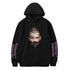 unisex printed hoodie sweatshirt featuring portrait print, black color, hip hop style, ideal for rapper fans.