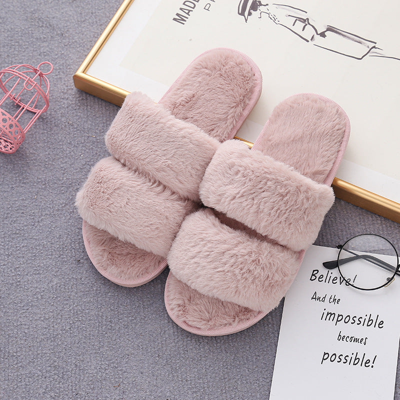 Open-Toed Furry Home Slippers for Cozy Wear