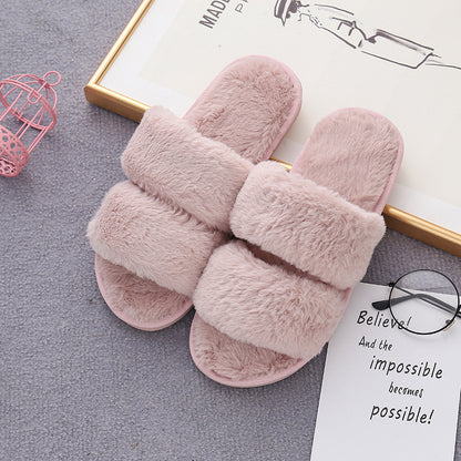 Open-Toed Furry Home Slippers for Cozy Wear